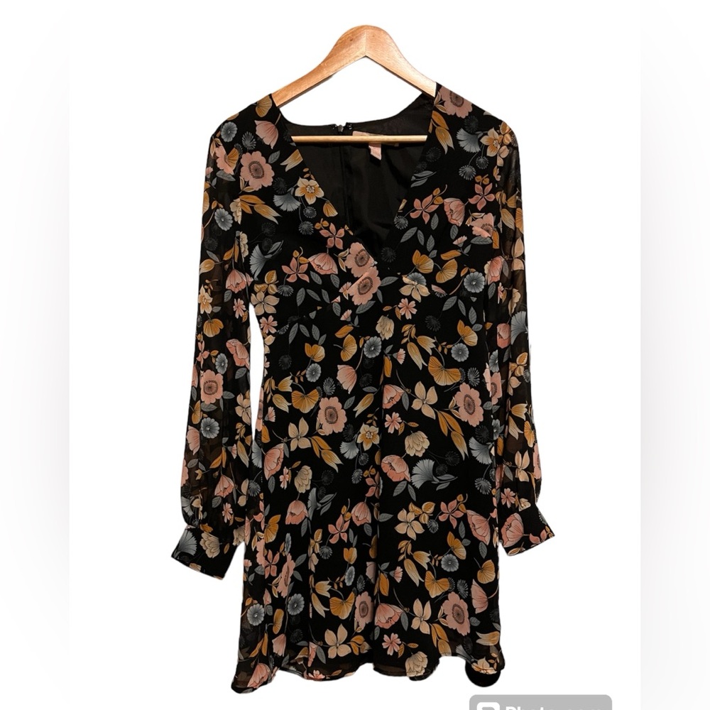 Forever 21 Contemporary Women's V Neck Lined Floral Mini Dress Juniors Size S